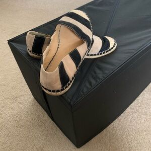 Striped Ellos Espadrille style Women Shoes - Black and Cream